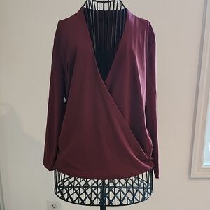 Ann Taylor Deep Red Wrap Blouse
